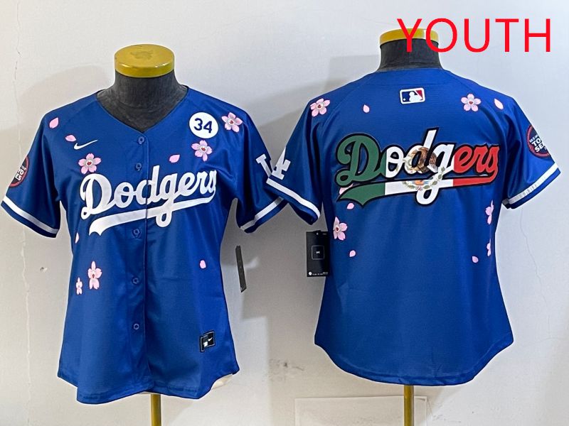 Youth Los Angeles Dodgers Blank Blue Sakura Edition 2025 Nike MLB Jersey style 10